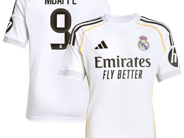 Kylian Mbappé Los Merengues adidas Youth 2025/26 Home Replica Jersey - White/Blue