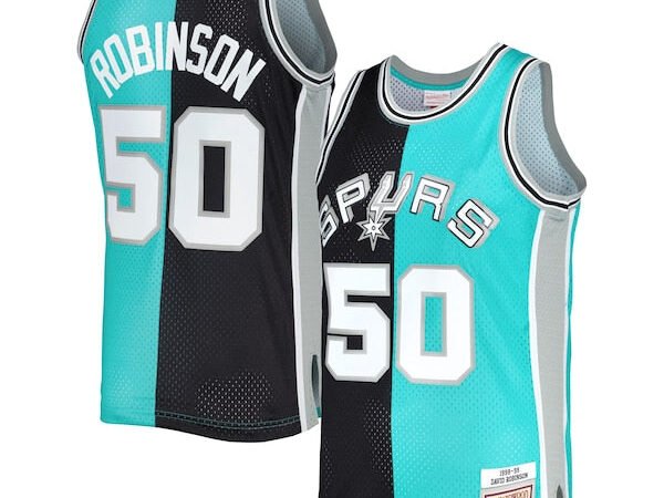 David Robinson San Antonio Spurs Hardwood Classics 1998/99 Split Swingman Jersey - Black/Teal