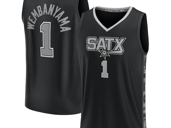 Victor Wembanyama San Antonio Spurs Fast Break Replica Player Jersey - Statement Edition - Black/White
