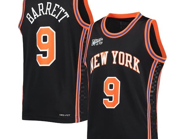 RJ Barrett New York Knicks Nike Youth 2021/22 Swingman Jersey - City Edition - Black