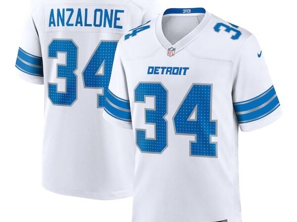 Alex Anzalone Detroit Lions Nike White Game Jersey - White/Blue