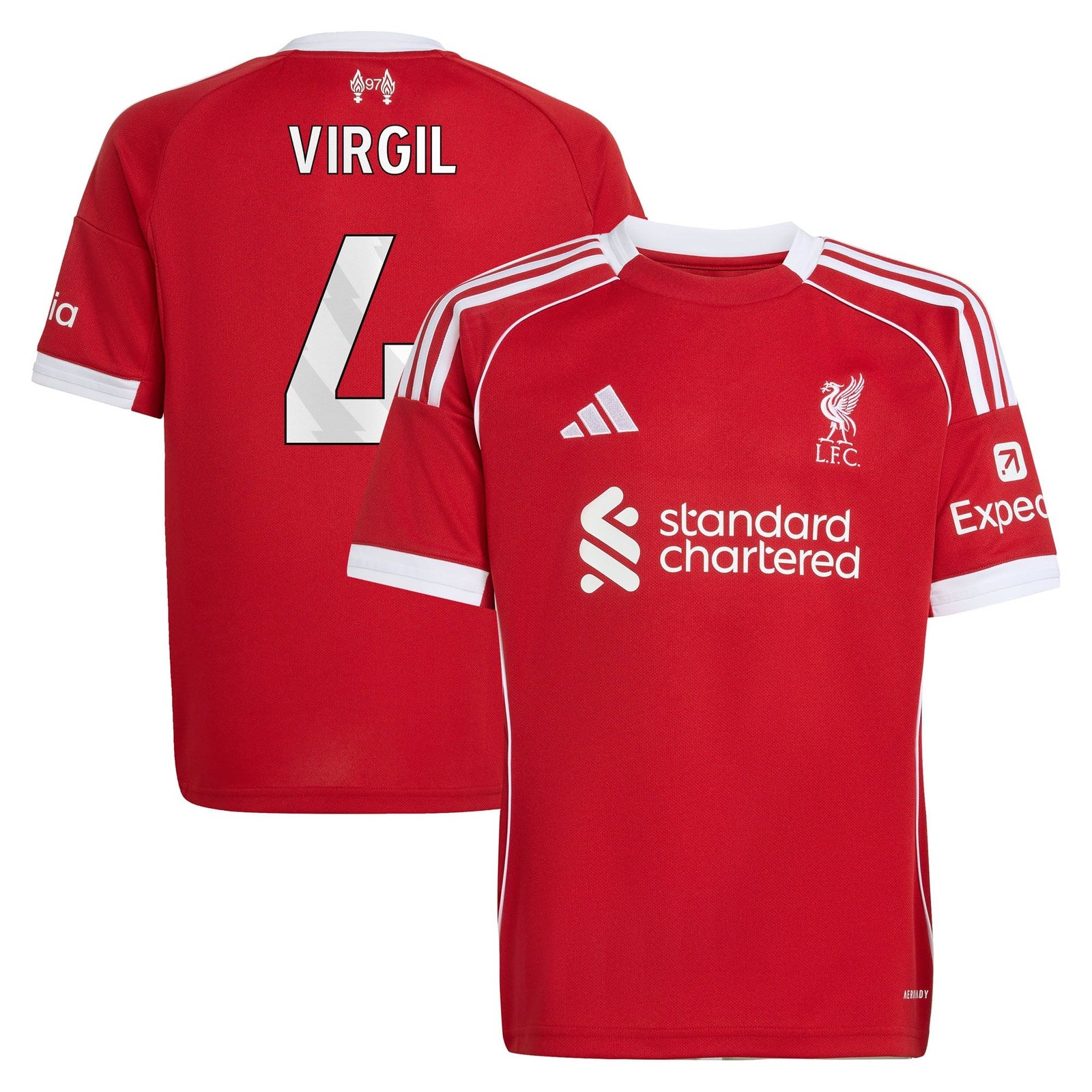 Virgil van Dijk Liverpool adidas Youth 2025/26 Third Replica Player Jersey - Green/Red
