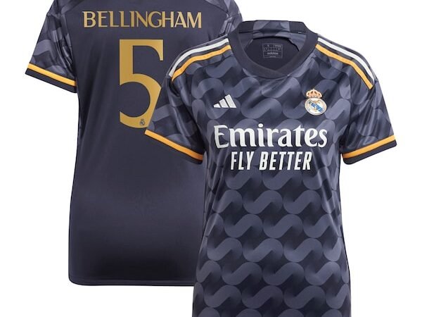 Jude Bellingham Los Merengues adidas Women's 2023/24 Away Replica Player Jersey - Navy/White
