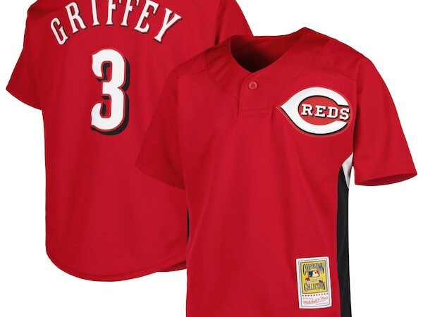 Ken Griffey Jr. Cincinnati Reds Youth Cooperstown Collection Batting Practice Jersey - Red
