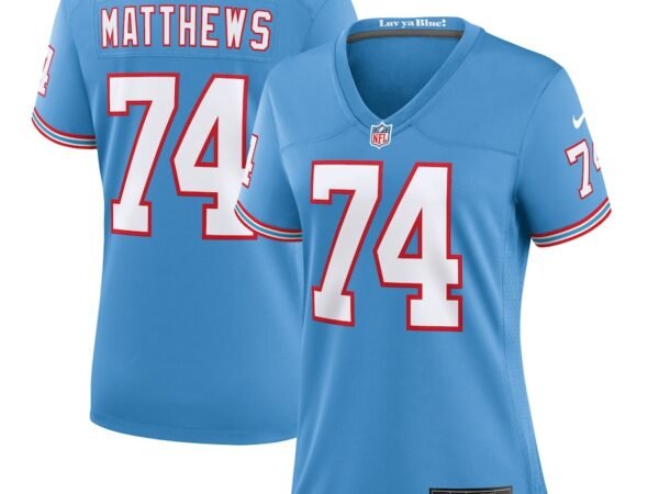 Bruce Matthews Tennessee Titans Nike Women's Oilers Throwback Retired Player Game Jersey - Light Blue
