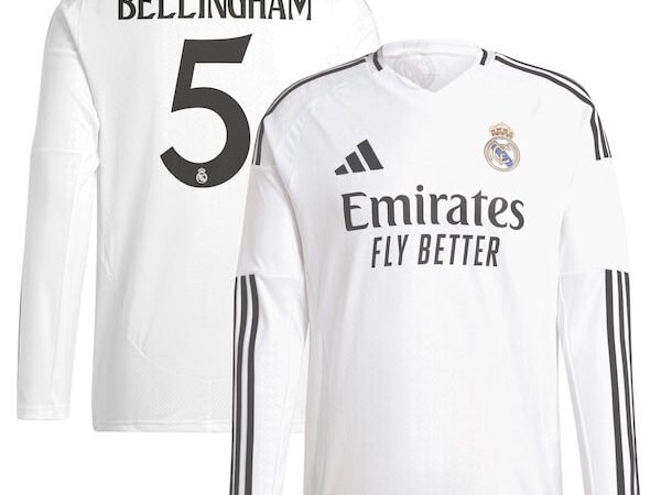 Jude Bellingham Los Merengues adidas 2024/25 Home Replica Long Sleeve Player Jersey - White