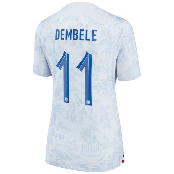 Ousmane Dembele France National Team Nike Women's 2022/23 Away Breathe Stadium Replica Jersey - White