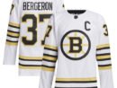 Patrice Bergeron Boston Bruins adidas Away Primegreen Authentic Player Jersey - White/Black