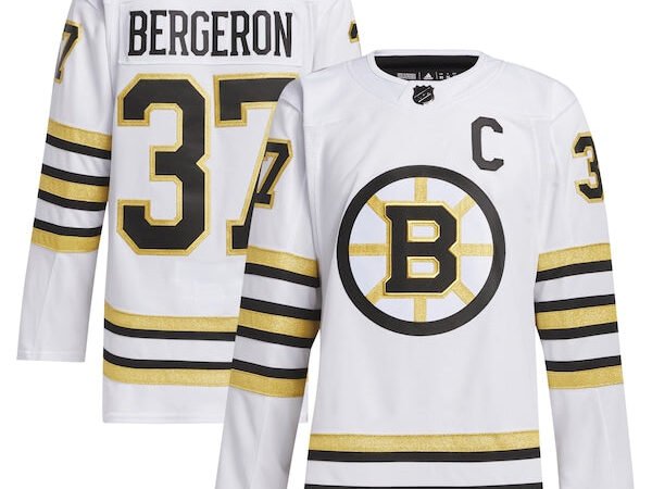 Patrice Bergeron Boston Bruins adidas Away Primegreen Authentic Player Jersey - White/Black