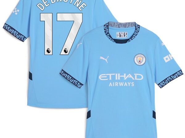 Kevin De Bruyne Manchester City Puma Women's 2024/25 Home Replica Player Jersey - Light Blue