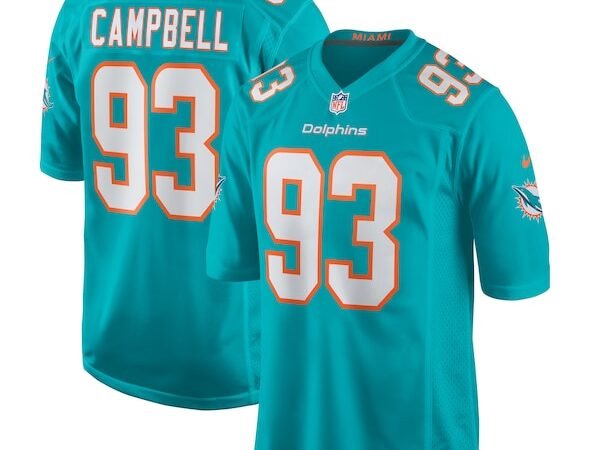 Calais Campbell Miami Dolphins Nike Game Jersey - Aqua