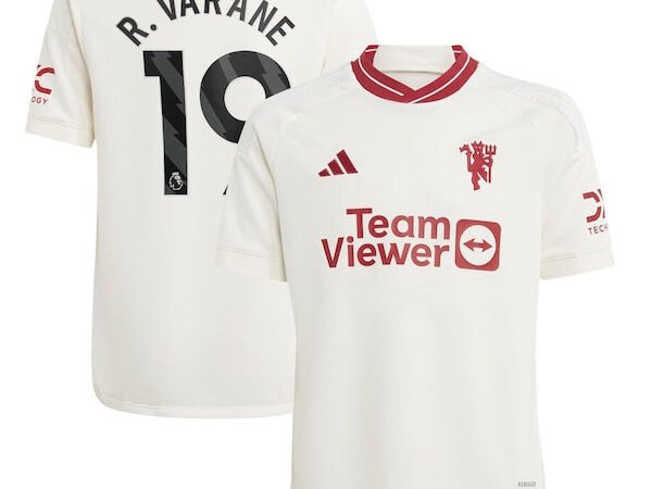Raphael Varane Manchester United adidas Youth 2023/24 Third Replica Player Jersey - White/Green