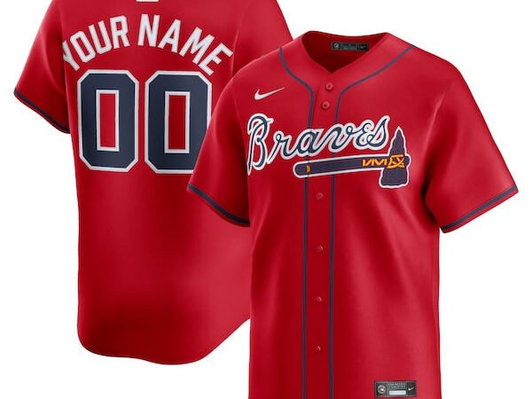 Atlanta Braves Nike Alternate Limited Custom Jersey - Red/White