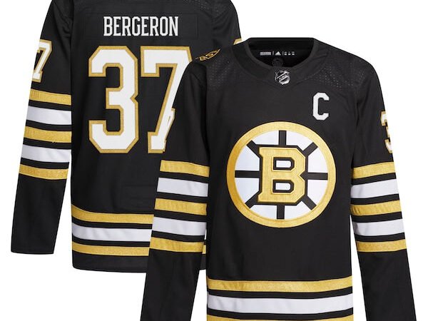 Patrice Bergeron Boston Bruins adidas Home Primegreen Authentic Player Jersey - Black/White