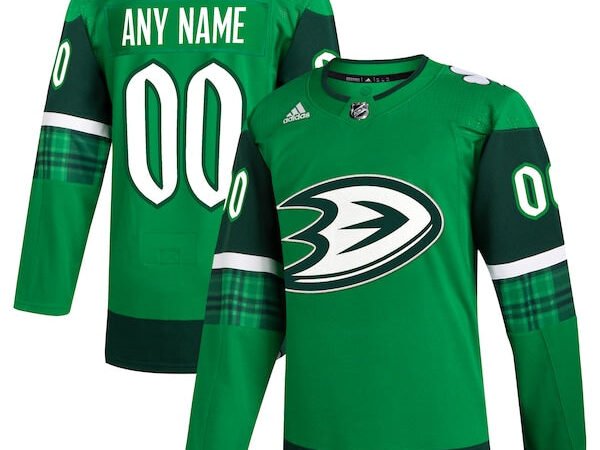 Anaheim Ducks adidas St. Patrick's Day Authentic Custom Jersey - Kelly Green