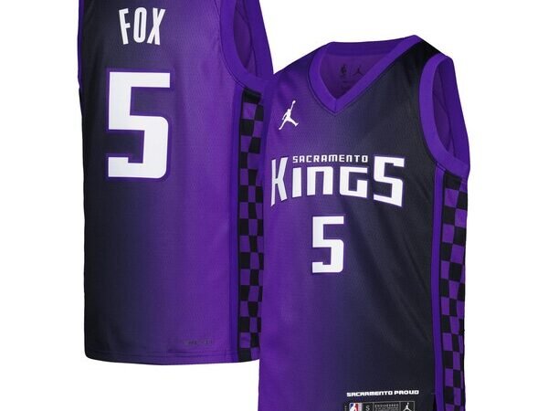 De'Aaron Fox Sacramento Kings Jordan Brand Youth Swingman Jersey - Statement Edition - Purple