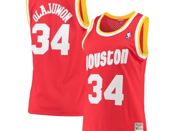 Hakeem Olajuwon Houston Rockets Women's 1993/94 Hardwood Classics Swingman Jersey - Red/Navy
