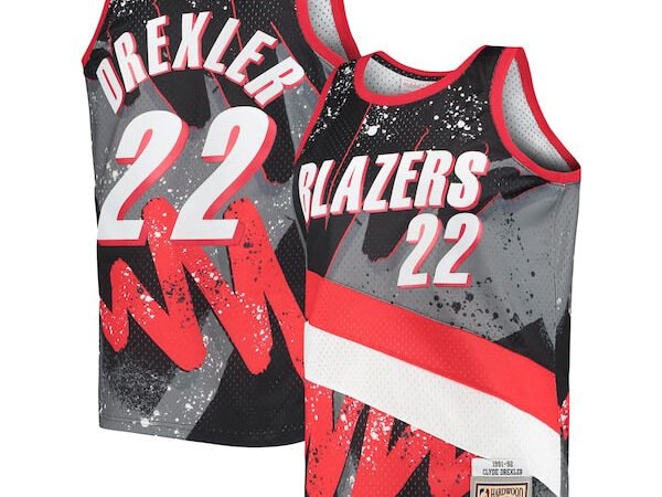 Clyde Drexler Portland Trail Blazers Hardwood Classics 1991/92 Hyper Hoops Swingman Jersey - Black
