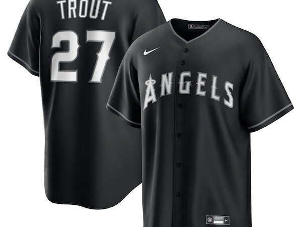 Mike Trout Los Angeles Angels Nike Lights Out Replica Player Jersey - Black