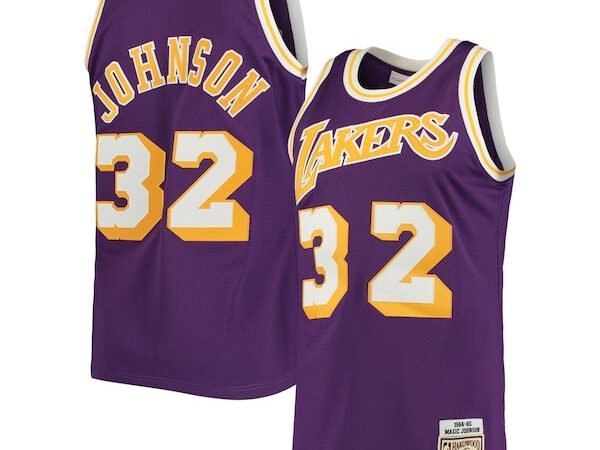 Magic Johnson Los Angeles Lakers 1984/85 Hardwood Classics Authentic Jersey - Purple/Gold