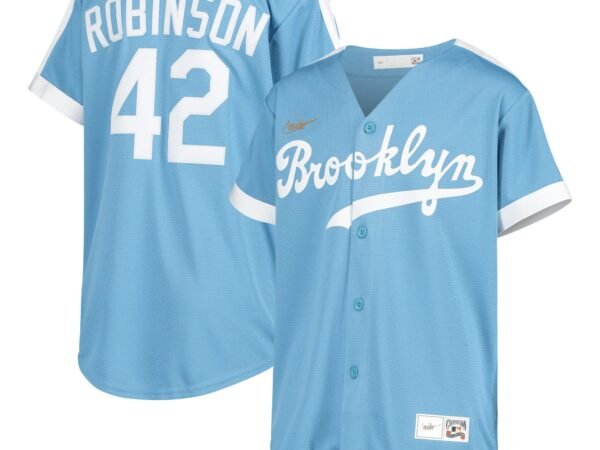 Jackie Robinson Brooklyn Dodgers Nike Youth Alternate Cooperstown Collection Player Jersey - Light Blue