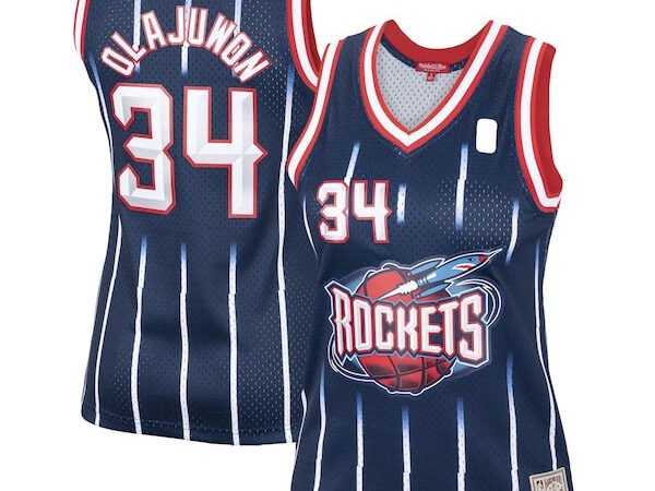 Hakeem Olajuwon Houston Rockets Women's Hardwood Classics Swingman Jersey - Navy/Red