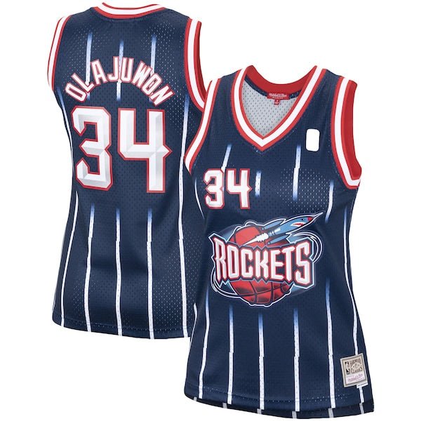 Hakeem Olajuwon Houston Rockets Women's Hardwood Classics Swingman Jersey - Navy/Red