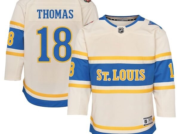 Robert Thomas St. Louis Blues Youth 2025 NHL Winter Classic Premier Player Jersey - Cream