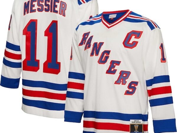 Mark Messier New York Rangers Captain Patch 1993/94 Blue Line Player Jersey - White/Blue