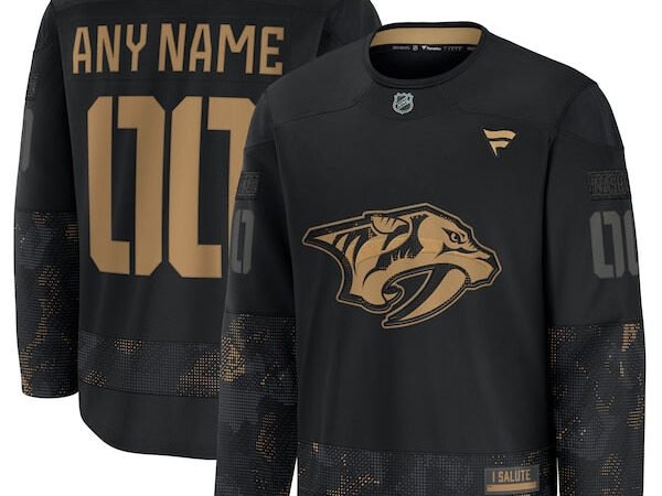 Nashville Predators  2024 Military Appreciation Personalized Long Sleeve Practice Jersey - Black
