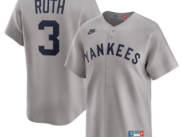 Babe Ruth New York Yankees Nike Throwback Cooperstown Collection Limited Jersey - Gray