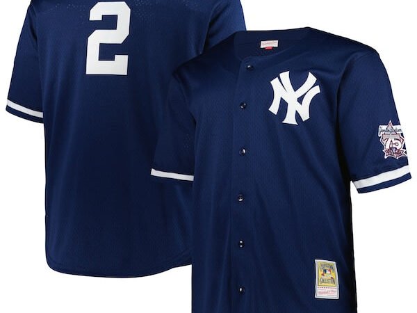 Derek Jeter New York Yankees  Big & Tall Cooperstown Collection Mesh Batting Practice Jersey - Navy