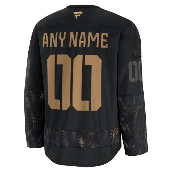 Vegas Golden Knights 2024 Military Appreciation Personalized Long Sleeve Practice Jersey - Black