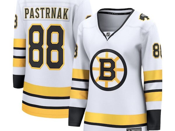 David Pastrnak Boston Bruins  Women's Away Breakaway Player Jersey - White/Black
