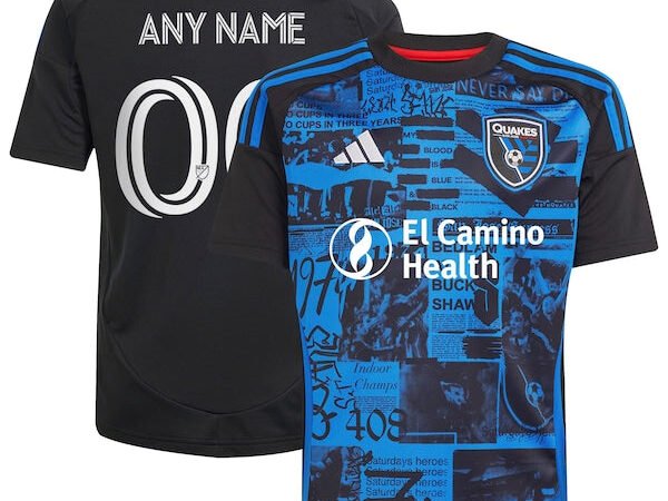 San Jose Earthquakes adidas Youth 2025 Headliner Replica Custom Jersey - Black