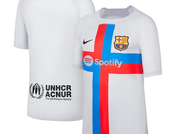 Barcelona Nike Youth 2022/23 Third Breathe Stadium Replica Blank Jersey - Gray