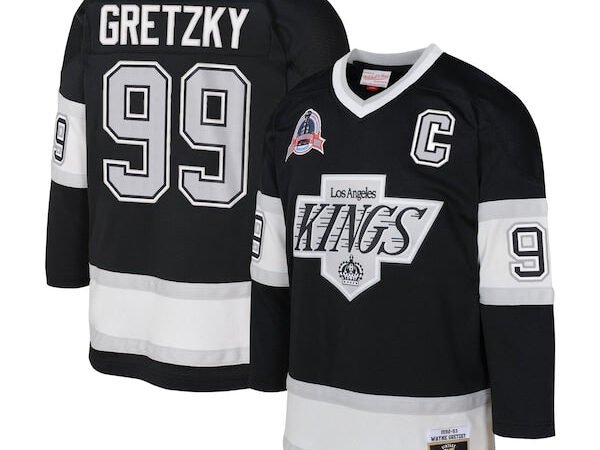 Wayne Gretzky Los Angeles Kings Youth 1992 Blue Line Player Jersey - Black