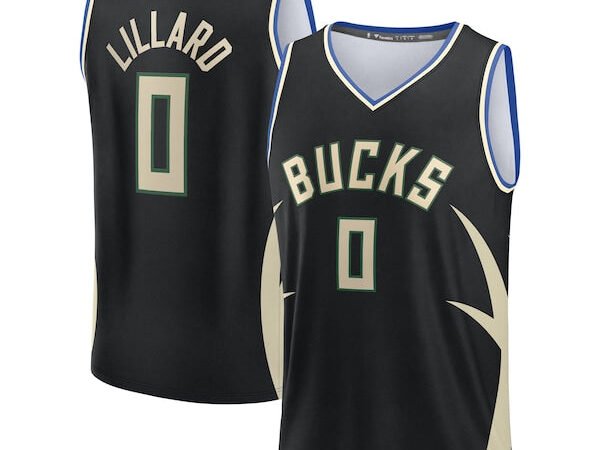 Damian Lillard Milwaukee Bucks  Youth Fast Break Replica Player Jersey - Statement Edition - Black