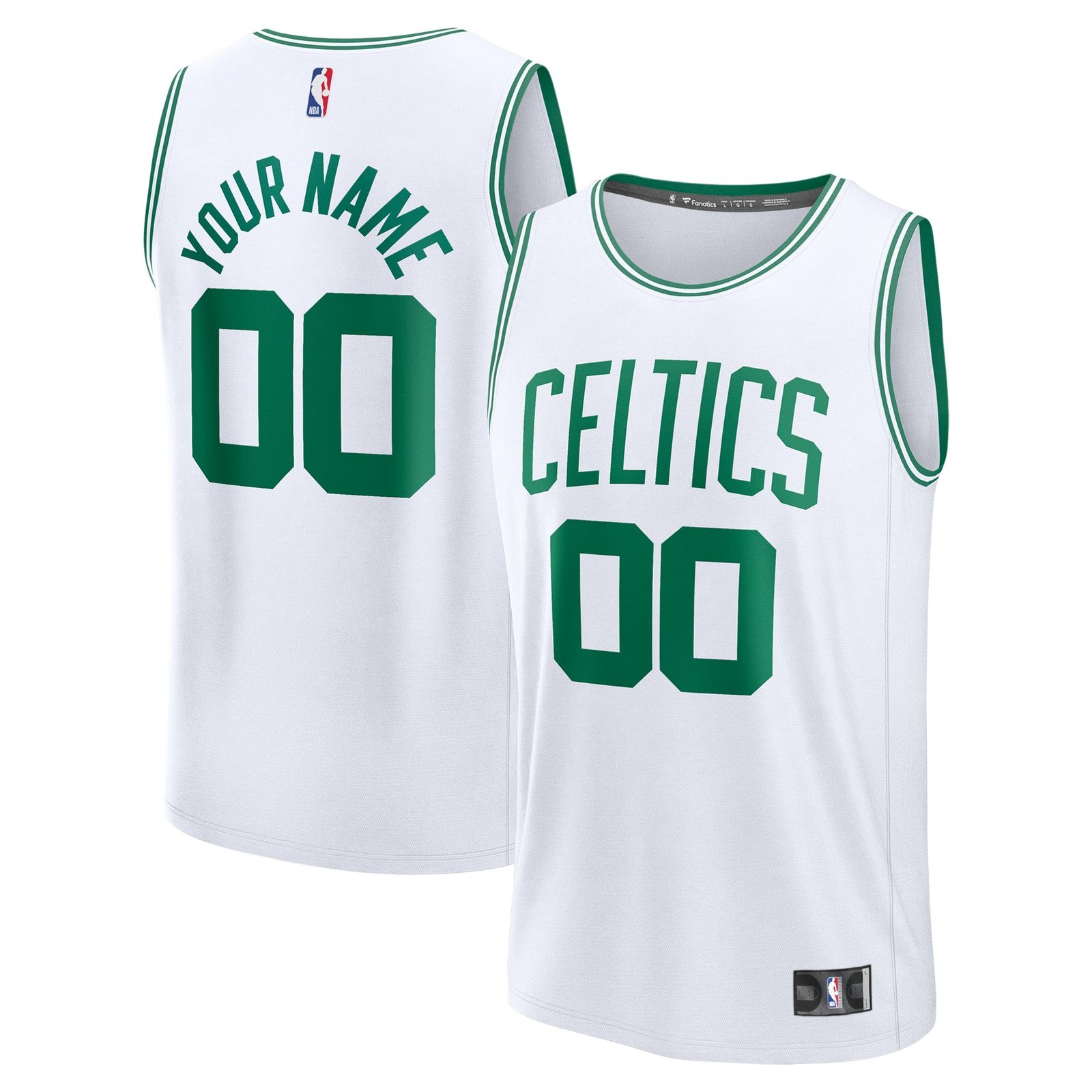 Boston Celtics Youth Custom Fast Break Jersey - Black - Statement Edition/Kelly Green/White