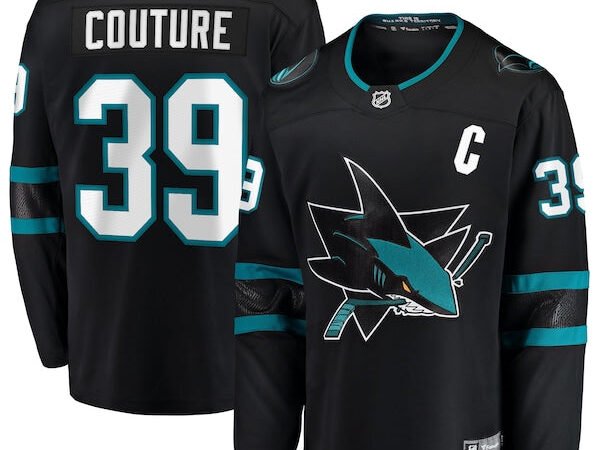 Logan Couture San Jose Sharks Alternate Premier Breakaway Player Captain Jersey - Black/Teal