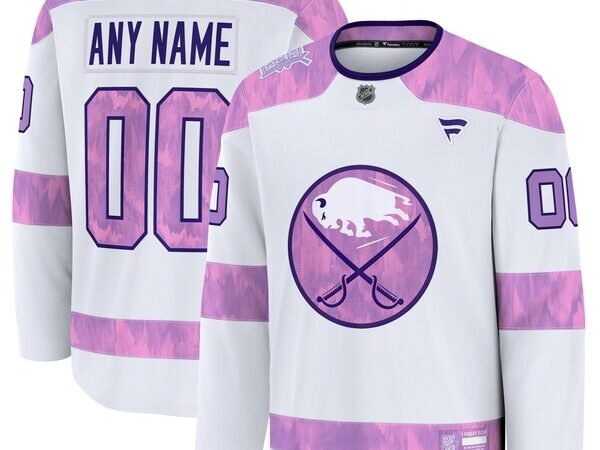 Buffalo Sabres 2024 Hockey Fights Cancer Custom Practice Jersey - White