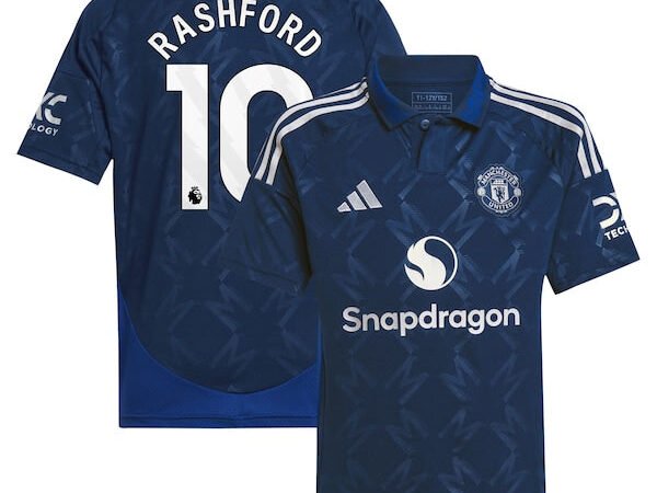 Marcus Rashford Manchester United adidas Youth 2024/25 Away Replica Player Jersey - Navy