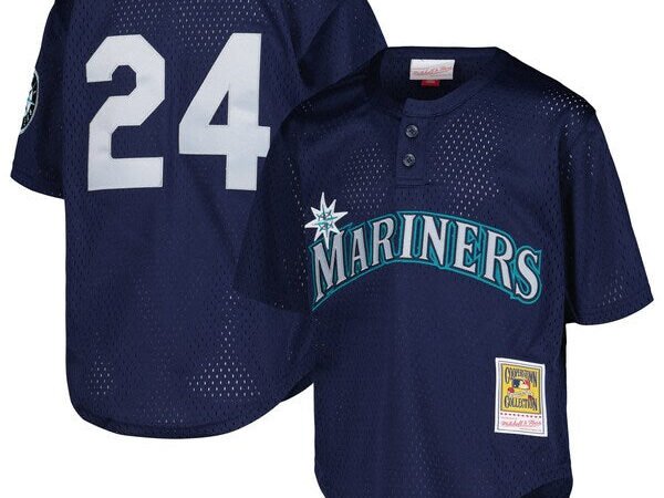 Ken Griffey Jr. Seattle Mariners Youth Cooperstown Collection Mesh Batting Practice Jersey - Navy