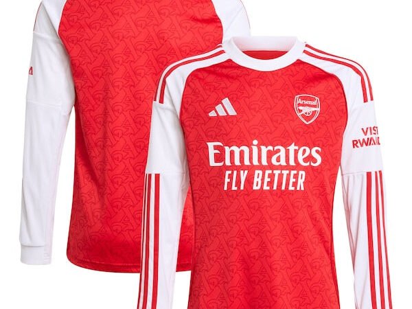 Arsenal adidas Youth 2025/26 Home Replica Long Sleeve Jersey - Red