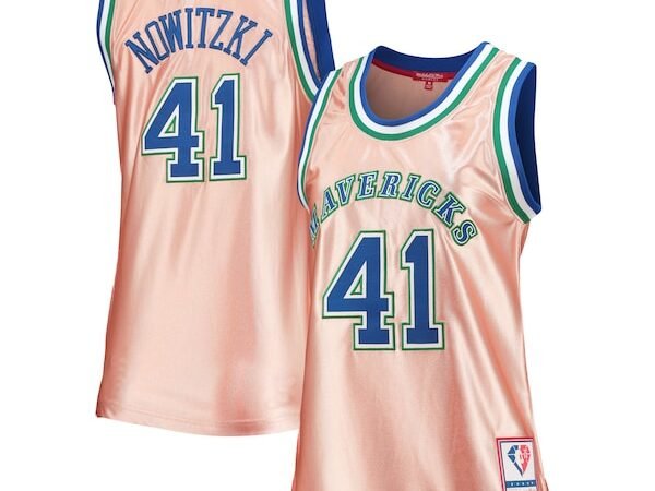 Dirk Nowitzki Dallas Mavericks Women's 75th Anniversary Rose Gold 1998 Swingman Jersey - Pink