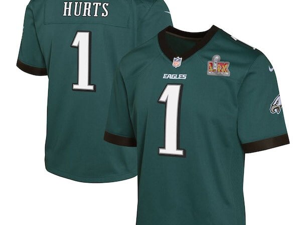 Jalen Hurts Philadelphia Eagles Nike Youth Super Bowl LIX Game Player Jersey - Midnight Green