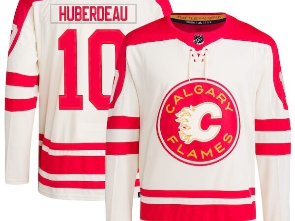 Jonathan Huberdeau Calgary Flames adidas 2023 NHL Heritage Classic Primegreen Authentic Player Jersey – Cream