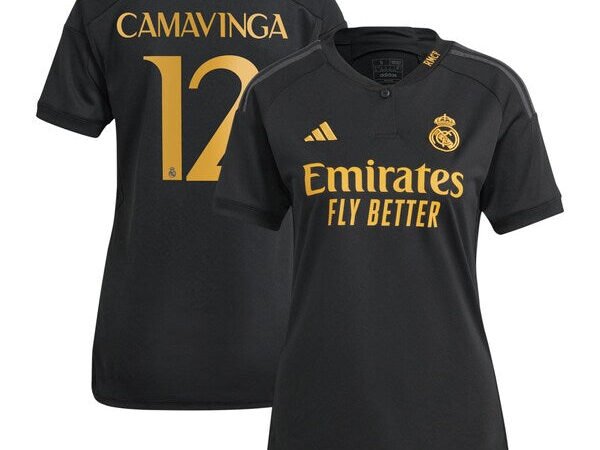 Eduardo Camavinga Los Merengues adidas Women's 2023/24 Third Replica Player Jersey - Black