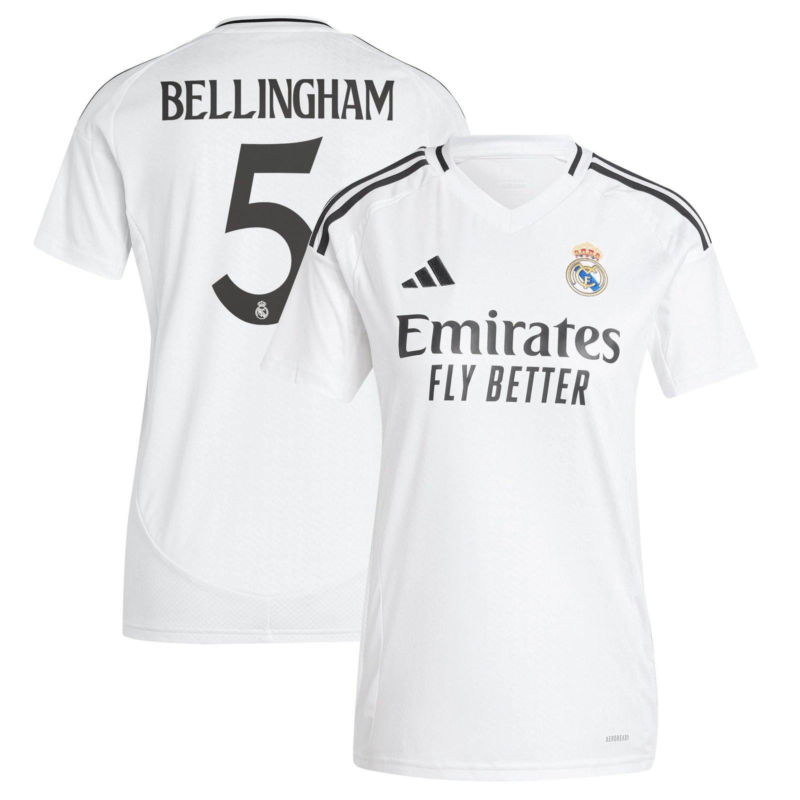 Jude Bellingham Los Merengues adidas Originals Women's 2024/25 Third Replica Player Jersey - Charcoal/White