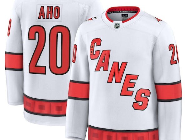 Sebastian Aho Carolina Hurricanes  Away Premium Jersey - White/Black/Red